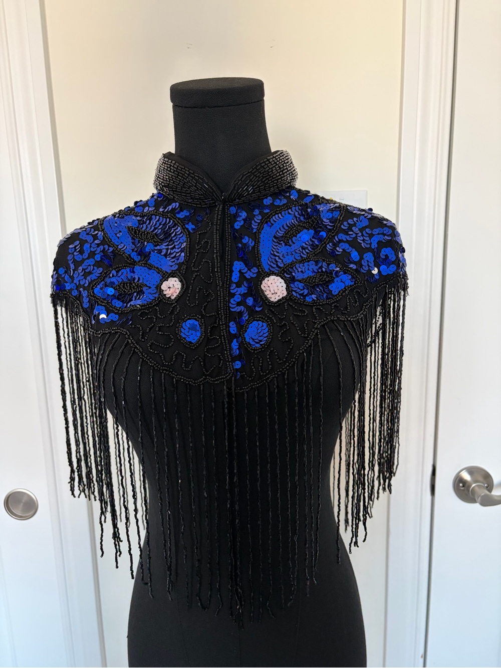 Handmade Beaded Sequin Butterfly Fringe Capelet | One Size